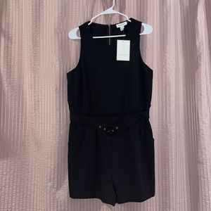Calligraphie black belted romper
